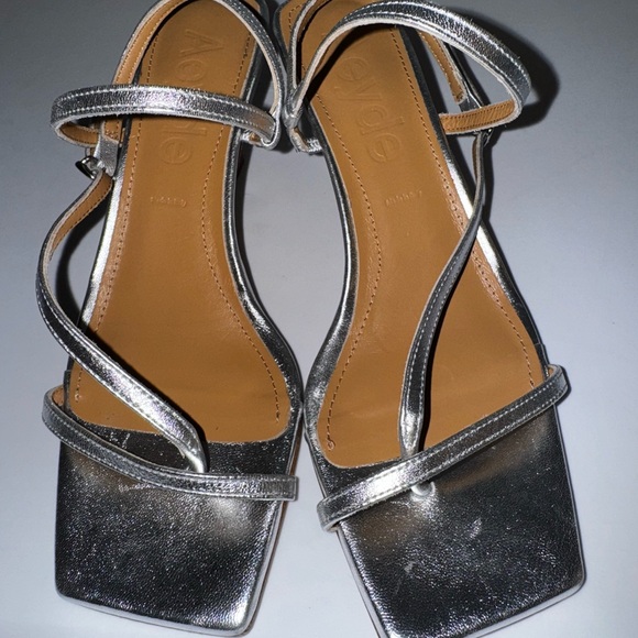 Aeyde Elise silver metallic sandals 36=5 - Picture 3 of 6